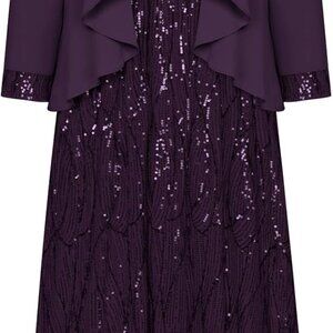 Women's Two Piece Sequin Dress with Jacket Formal Elegant Homecoming